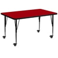 thumbnail image 1 of Mobile 36''W x 72''L Rectangular Red Thermal Laminate Activity Table - Height Adjustable Short Legs, 1 of 3