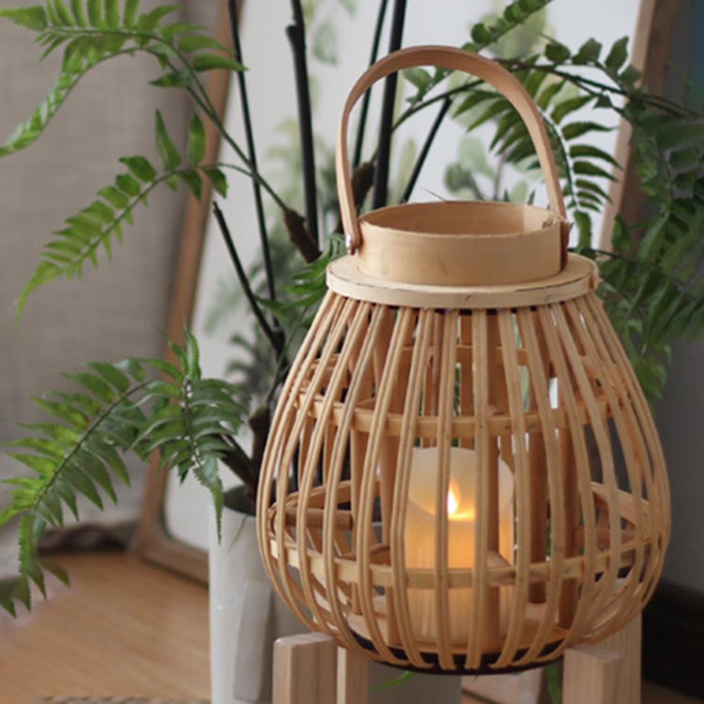 Ethically Sourced Bamboo Lantern Tea Light Candle Holder ~ Large Hurricane Lamp 