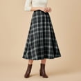 thumbnail image 6 of DYTTDG Women's Classic Plaid High-Waist A-Line Midi Skirt | Elastic Waist Mid-Calf Flared Skirt, Casual Spring-Fall Outer Bottom for Daily & Vacation Occasions, 6 of 8