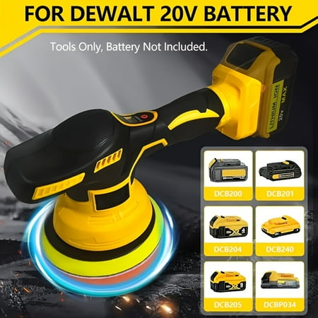 Cordless Car Polisher Compatible with Dewalt 20V Battery (Tool Only) - 6 Variable Speeds Up to 6800 RPM, Polisher Buffer for Car Detailing, Polishing & Waxing