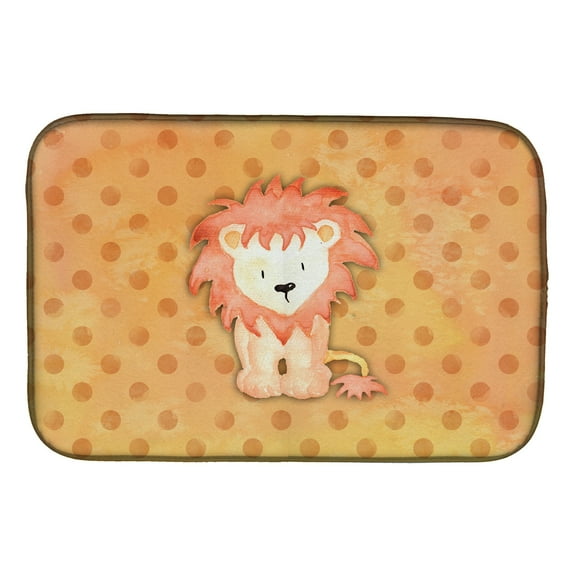 Caroline's Treasures Polkadot Lion Watercolor Dish Drying Mat