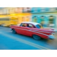 thumbnail image 2 of Merrill Images 32x25 Black Ornate Wood Framed with Double Matting Museum Art Print Titled - Caribbean-Cuba-Havana-Havana Vieja-UNESCO World Heritage Site-classic car in motion, 2 of 4