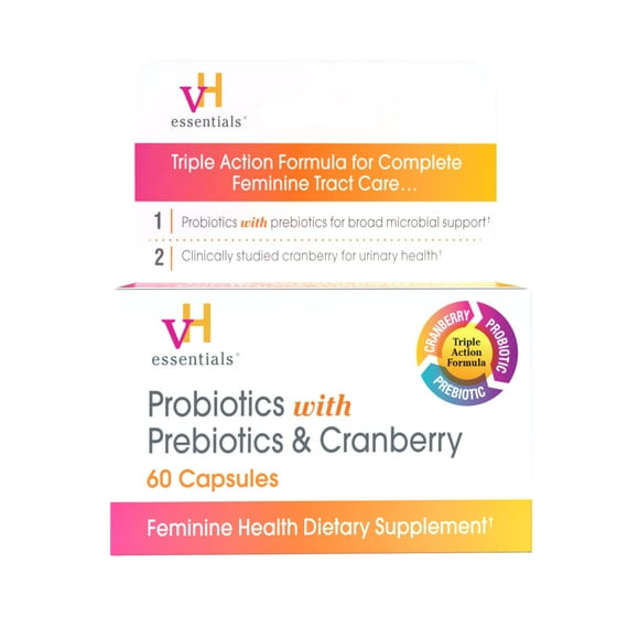 Complemente los probióticos vH essentials con prebióticos y arándanos