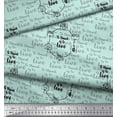 thumbnail image 2 of Soimoi Green Modal Satin Fabric To Travel Is To Live Text Print Fabric by the Yard 42 Inch Wide, 2 of 2