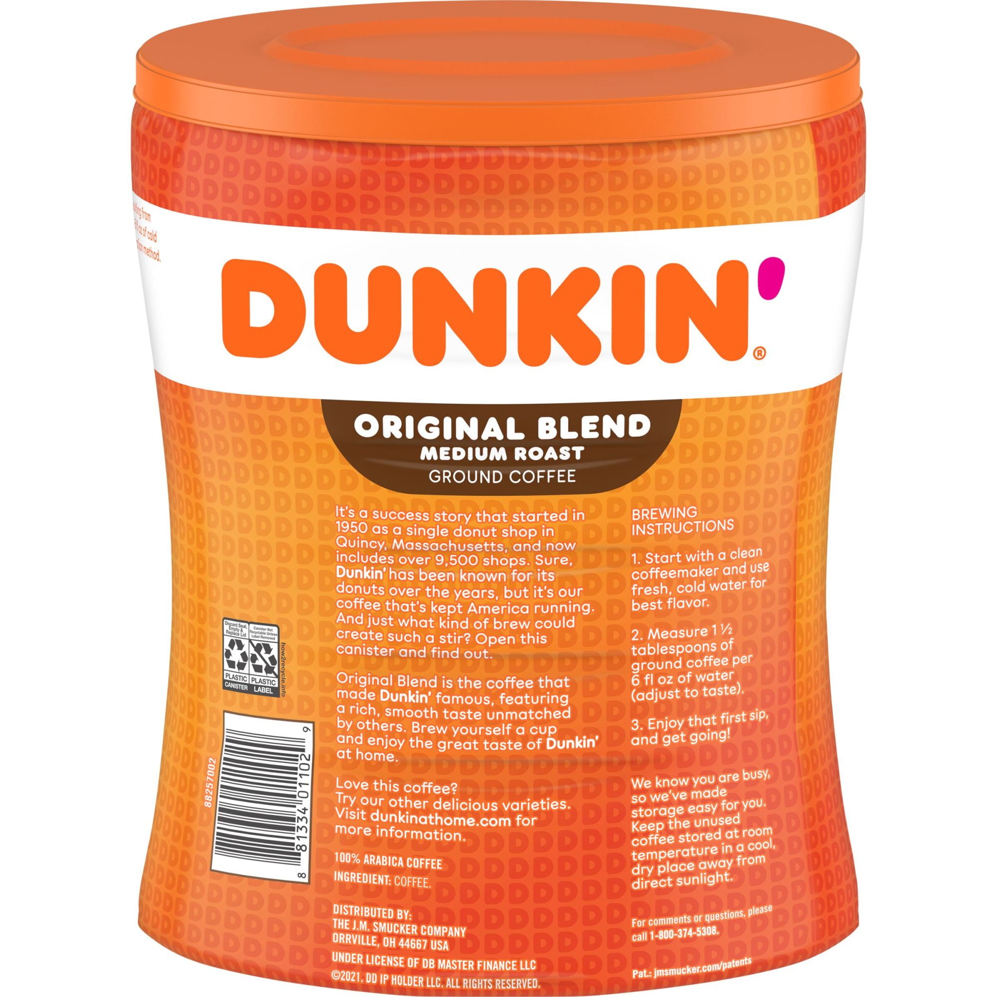 4 pack) Dunkin' Original Blend Ground Coffee, Medium Roast, 30 