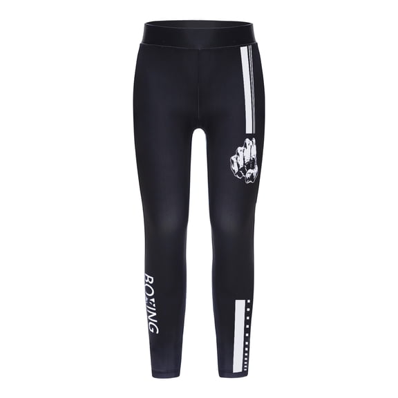 Hansber Kids Boys Color Block Letter Printed Boxer Pants Athletic Gymnastic Training Leggings White 14