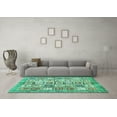 thumbnail image 3 of Ahgly Company Indoor Square Abstract Turquoise Blue Modern Area Rugs, 3' Square, 3 of 4