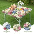 thumbnail image 4 of Square Tablecloth with Elastic Edges 36 * 36 Inch Pioneer Waterproof Rose Floral Print Table Cover Washable Indoor and Outdoor for Party Kitchen Dinner Banquet Patio Picnic, 4 of 6