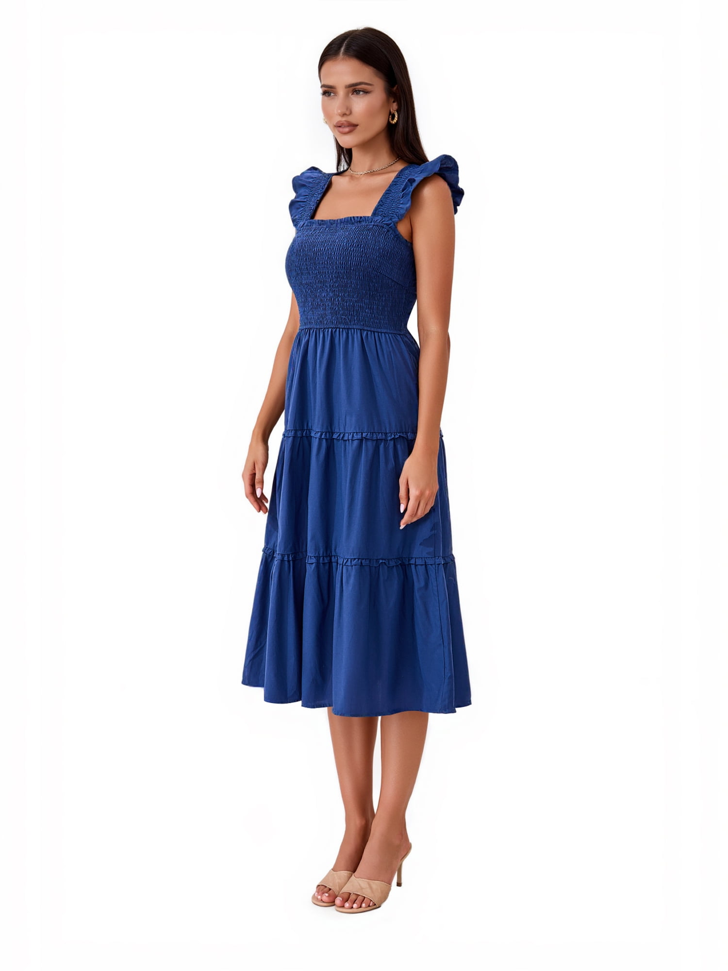 PRETTYGARDEN Women's Midi Flutter Sleeve Dress, Sizes S-XXL