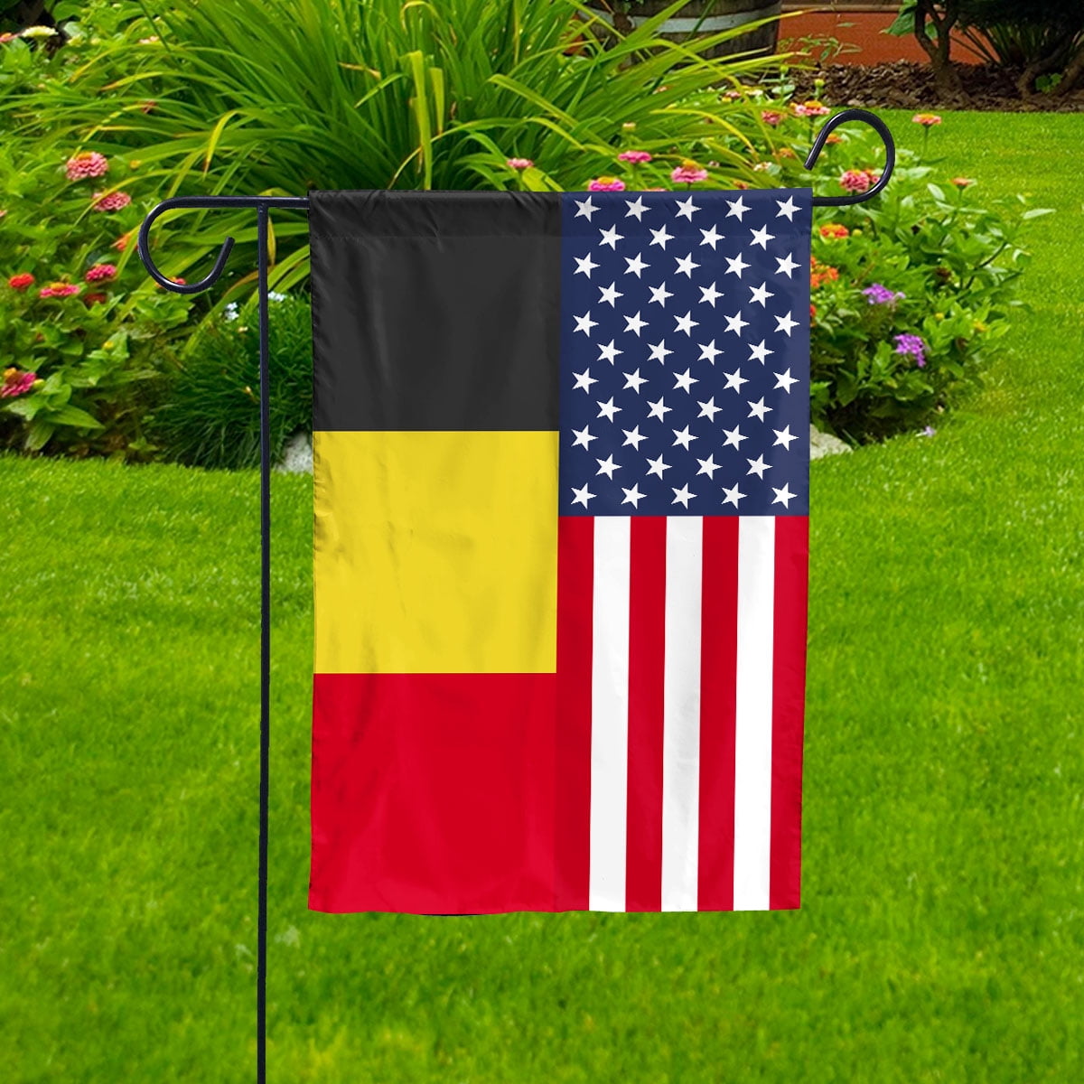 American Belgium Flag Belgian Friendship U.S.A Memorial Day Patriotic For House Flag, Double-Sided Decorative Outdoor Flag, Patriotic Polyester Yard Flag 29.5 x 39.5 in