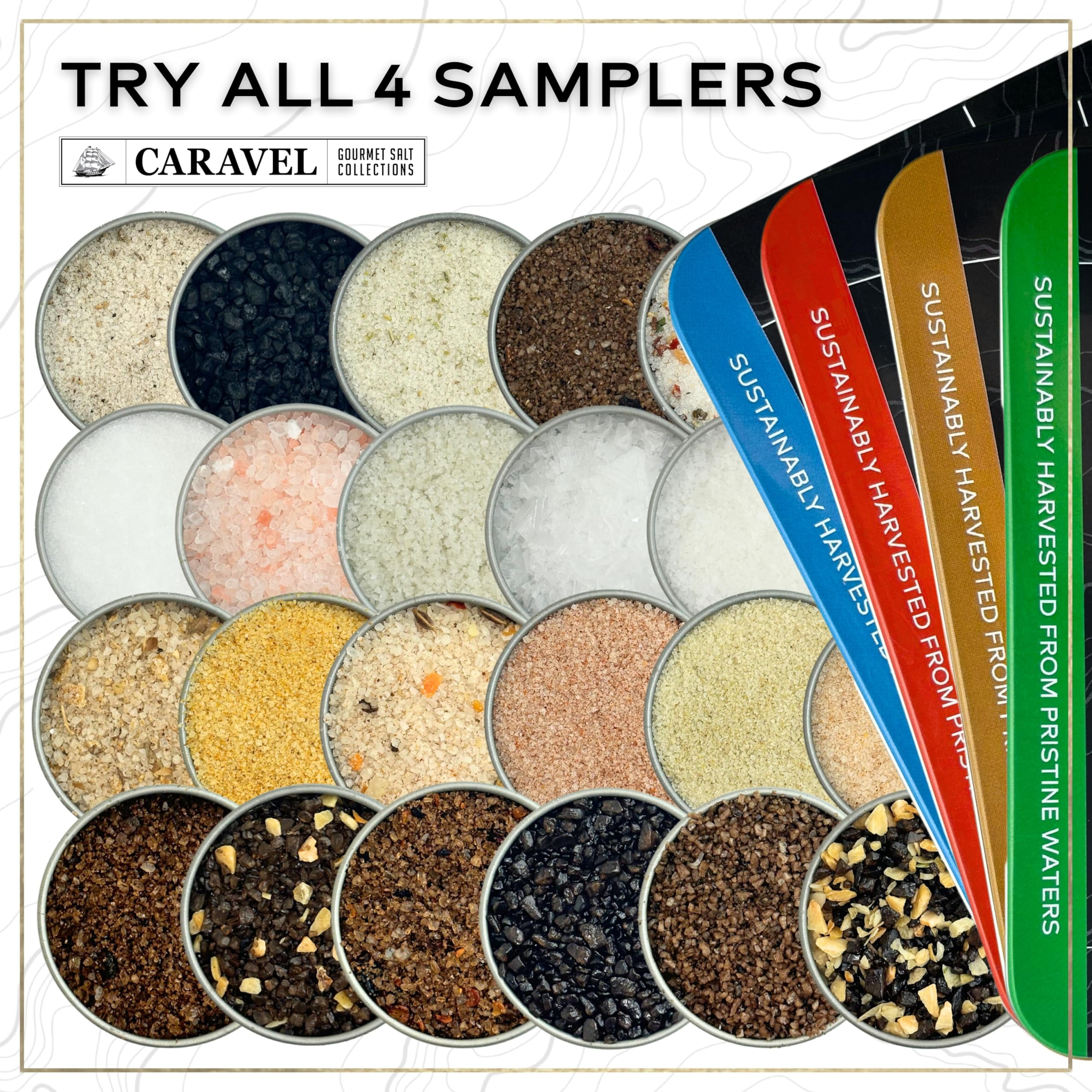 Caravel Gourmet Smoked Sea Salt Sampler, Gluten-Free, 3 oz, 6 Count