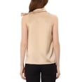 thumbnail image 3 of INSPIRE CHIC Women's Satin Tank Tops Sleeveless Bow Tie Neck Solid Work Blouses S Champagne, 3 of 7