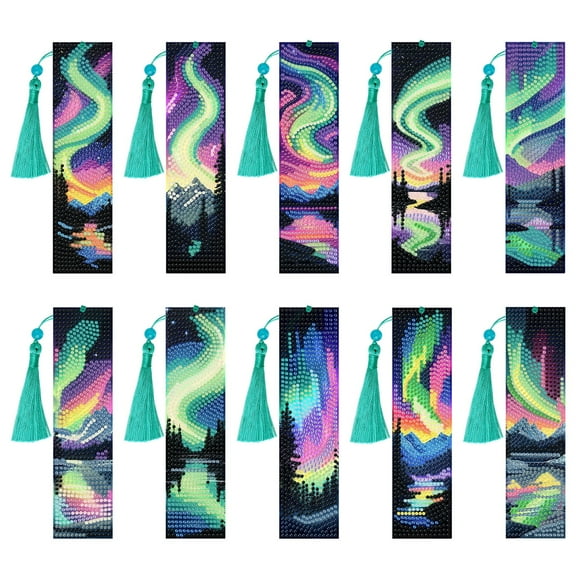 10pcs DIY Diamond Painting Tassel Bookmark Kit, EEEkit Rhinestone Art Craft Bookmark Gift