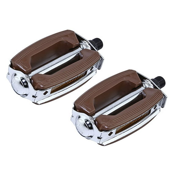 Alta Bicycle Krate PVC Metal Bike Pedals, Multiple Sizes & Colors (Brown/Steel Bicycle Chrome , 9/16")