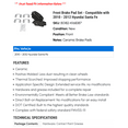 thumbnail image 2 of Front Brake Pad Set - Compatible with 2010 - 2012 Hyundai Santa Fe 2011, 2 of 2
