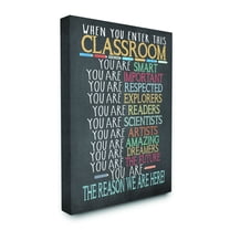 The Kids Room by Stupell Classroom Rules Rainbow Chalk Canvas Wall Art by Jo Moulton