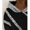 thumbnail image 4 of HLSOHJP Women's Shiny Sequin Hooded Sweatshirt Long Sleeve Casual Bling Sparkly Striped Color Block Pullover Hoodies, 4 of 5