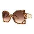 thumbnail image 2 of Womens Oversize Thin Geometric Mod Butterfly Sunglasses Brown Marble Brown, 2 of 4