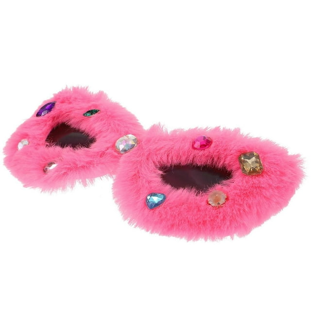 a refined and engaging product description based on your input:\n\n \n\n**Plush Decorative Sunglasses with Rhinestones – Lovely Fuzzy Eyewear for