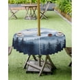 thumbnail image 4 of Boanket Outdoor Tablecloth with Umbrella Hole for Patio/Picnic/Party/Camping, Blue Mountain Peak Waterproof Table Cloth Round Cover Washable, Forest Tree Bird Fog Landscape (Dia 60"), 4 of 7