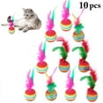 thumbnail image 2 of 10PCS Cat Ball Toy Fake Feather Rainbow Design Cat Play Toy Cat Interactive Toy, 2 of 7