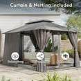 thumbnail image 5 of LAZZO 10'x13' Outdoor Gazebo, Double Roof Metal Frame Patio Canopy with Mosquito Netting & Privacy Screens, Gray, 5 of 8