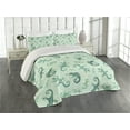 thumbnail image 2 of Ambesonne African Quilted Coverlet 3 Pcs, Exotic Lizard Reptile, Queen Size, Green Mint, 2 of 4