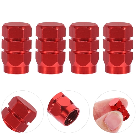 DECORNIJIA Aluminum Tire Valve Stem Caps, Red, 4 Pack, Universal Car Truck Bike Wheel Air Valve Caps,