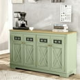 thumbnail image 3 of Pemberly Row 57.5" Farmhouse Sideboard Buffet Cabinet with 4 Glass Doors - Green, 3 of 12