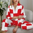 thumbnail image 6 of Fuzoiu Red Cross 1 Print Women's Long-Sleeved Pajama,Lounge Button Down Nightwear,Womens Notch Collar Pajama Set-XX-Large, 6 of 7