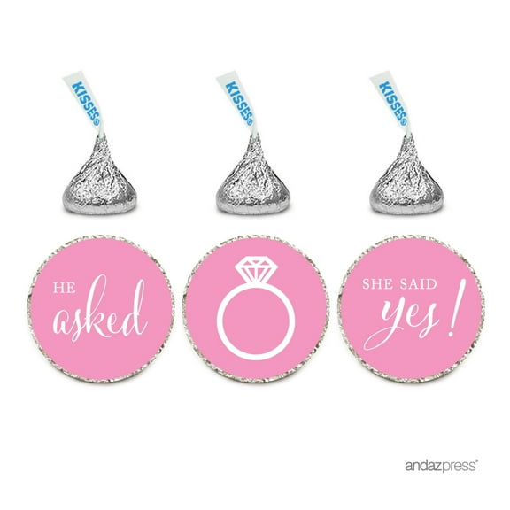Pink He Asked She Said Yes! Hershey´s Kisses Stickers, 216-Pack