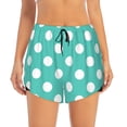 thumbnail image 2 of Balery Teal Turquoise And White Polka Dot Pantalones cortos deportivos para mujer con forro y dos bolsillos, elásticos, para entrenamiento, gimnasio, yoga-Medium, 2 of 7
