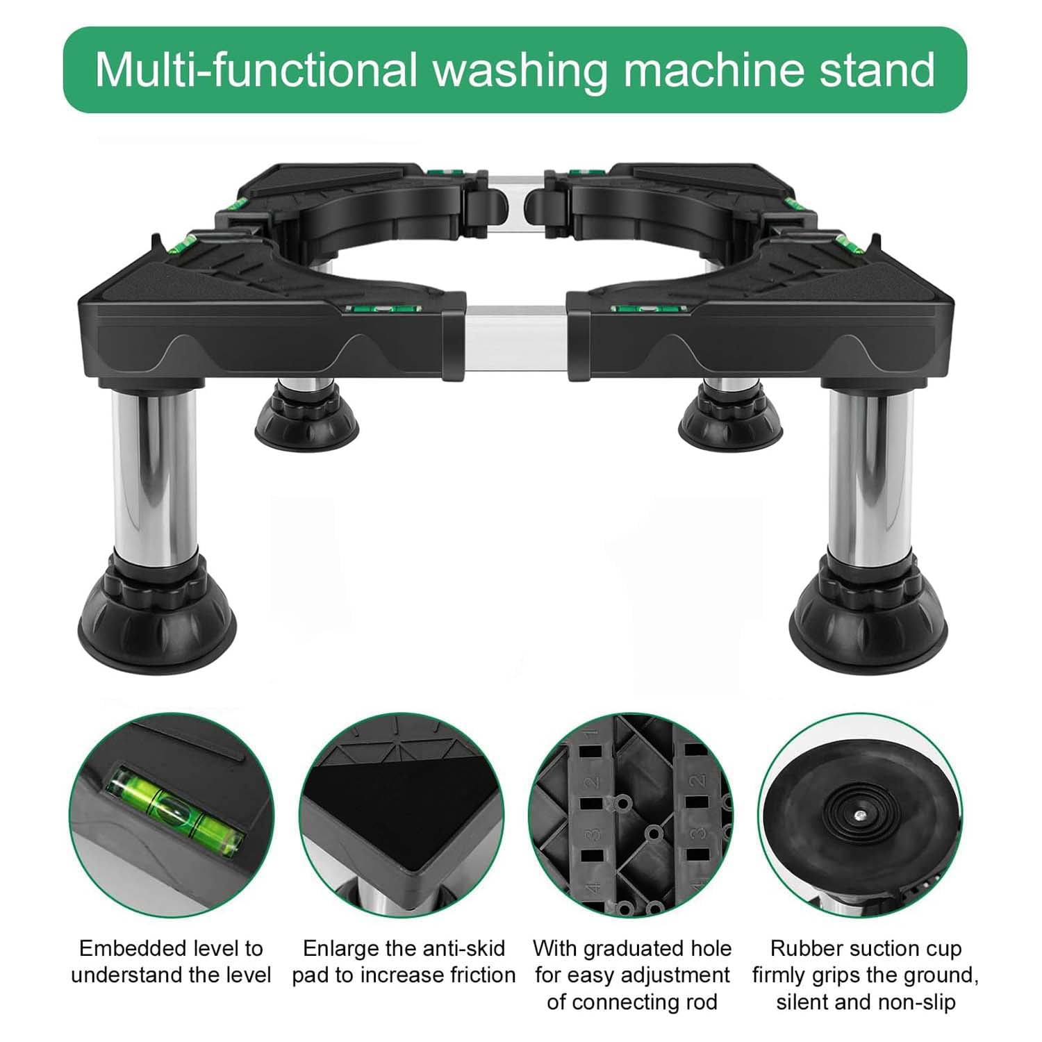 Refrigerator Washer Stand, Height 8.3 in-9.4 in Adjustable Non-Slip Base with 4 Stainless Steel Feet, Universal Base for Household Appliances