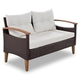 thumbnail image 2 of Outdoor Furniture Patio Conversation Set, 4 Pcs Patio Bistro Set with Loveseat and Double-Tier Tea Table, Front Porch Backyard Deck Garden Furniture Set, 2 of 10
