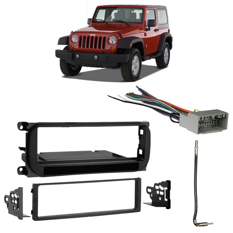 Fits Jeep Wrangler 2003-2006 Single DIN Stereo Harness Radio Install Dash  Kit 