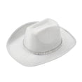 thumbnail image 5 of Cowboy Hat for Women Feather Diamond Strip Wide Brim Hats Felt Western Cowgirl Hats for Cosplay Fancy Dress Dress-up Party, 5 of 7