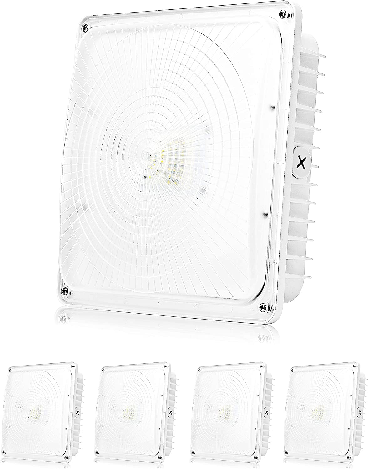 (4 Pack) Canopy Light, 45W, 010V Dimmable,110277VAC, IP65 Waterproof