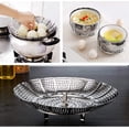 thumbnail image 3 of Foldable steamer basket adjustable steamer insert stainless steel steamer insert steamer vegetable steamer steamer insert saucepans folding steamer with anti-hot pull-out handle and non-slip legs, 3 of 9