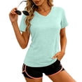 thumbnail image 4 of vdgthytj Workout Tops for Women Short Sleeve Quick Dry V-Neck T Shirt Loose Fitted Lightweight Summer Gym Athletic Basic Tops, 4 of 6