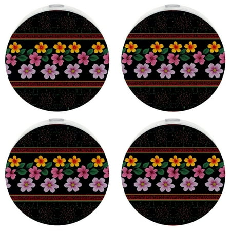 

LED Night Lights Plug into Wall 4-Pack 0.5W Plug in Night Light Dusk to Dawn White Bright Nightlight for Bedroom Bathroom Hallway Kitchen Vintage Cherry Blossom Flower Floral Retro