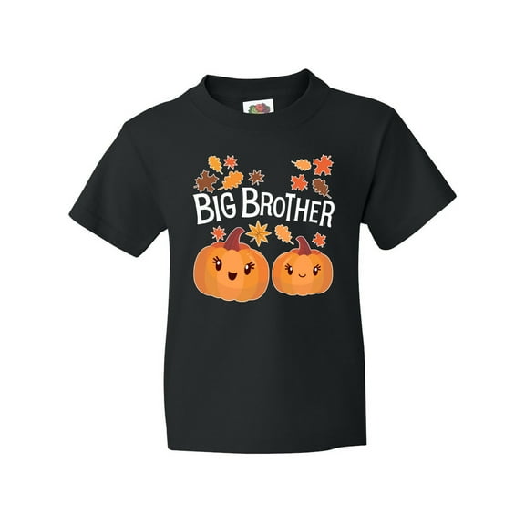 Inktastic Big Brother Pumpkins with Fall Leaves Youth T-Shirt