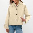 thumbnail image 4 of DAFPZW Womens Cropped Jacket Contrast Collar Coat Cargo Jacket Barn Jacket Outwear Solid Button Down Coat with Pockets, 4 of 9