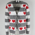 thumbnail image 3 of zbxnLI Women's Valentines Day Cardigan Sweaters Heart Tie Knot Open Front Long Sleeve Knit Cropped Cardigans, 3 of 9