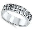 thumbnail image 4 of Filigree Cross Oxidized Wedding Ring .925 Sterling Silver Band Jewelry Female Male Unisex Size 7, 4 of 4