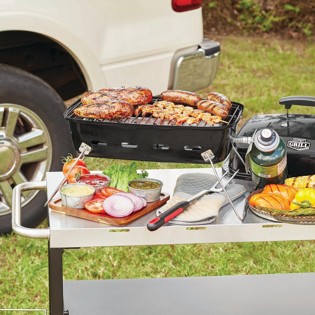 Expert Grill 1-Burner Black Portable Propane Gas 17.5 inch Grill, with Removable Lid