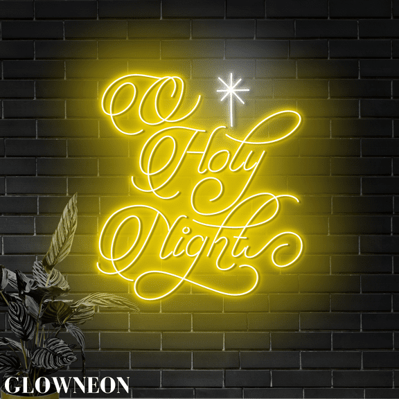 Glowneon Oh Holy Night Neon Wall Art, Christmas Ornaments Wall Decor