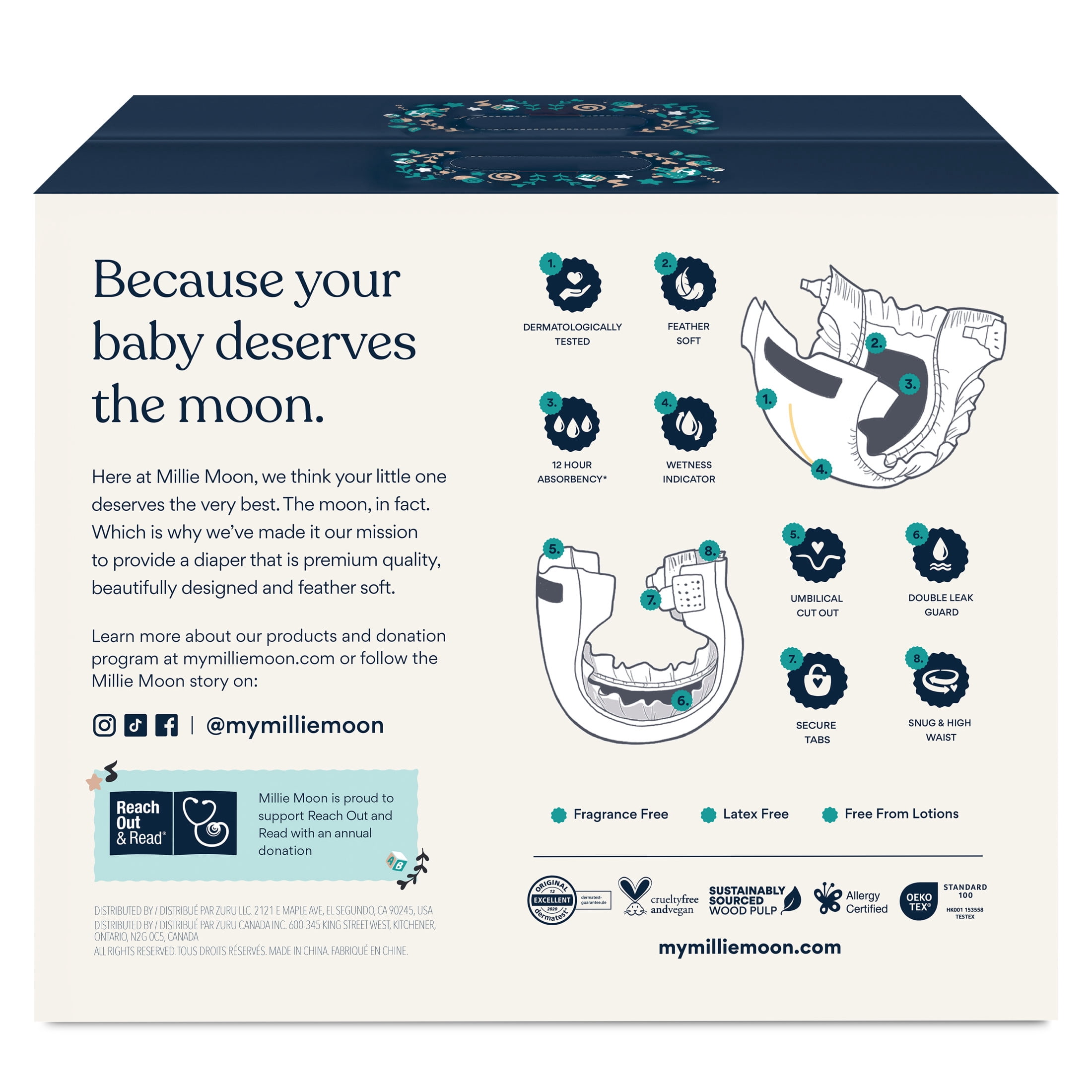 Millie Moon Luxury Diapers, Size 1, 100 Count (Select for More Options)