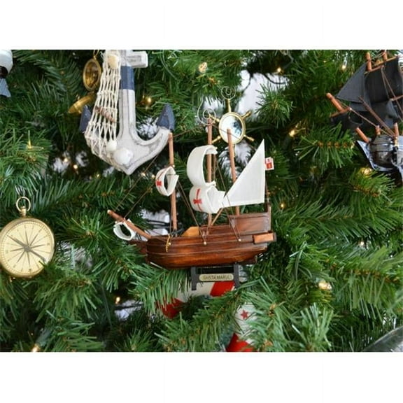 Wooden Santa Maria Model Ship Christmas Tree Ornament