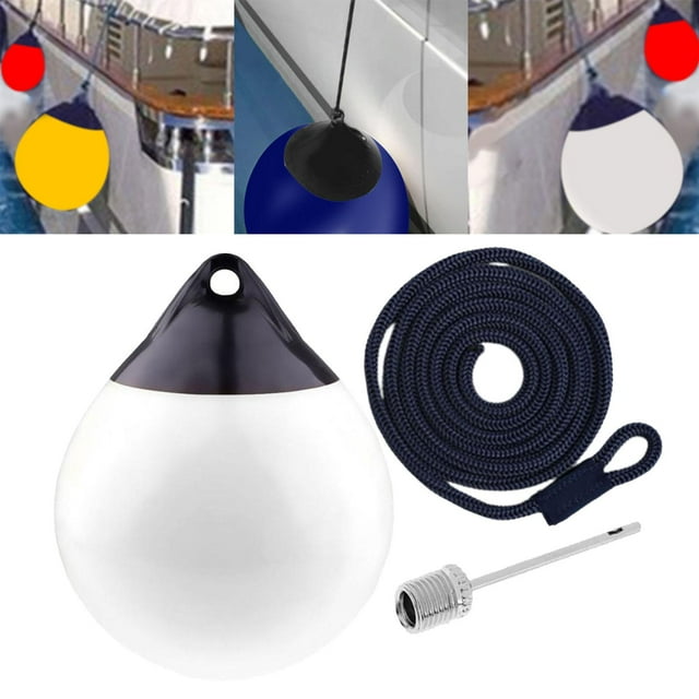 Parachoques de muelle de bola de defensa de barco, boya de anclaje de protección de acoplamiento de 10x12 pulgadas, boya de natación para yate, botes Blanco con Cuerda Negra shamjiam Bola de defensa de barco