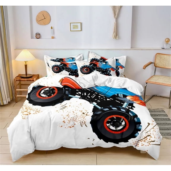 Cartoon Car Bedding Set truction Vehicles Comforter Cover 3pcs Kids Machinery Truck Soft Polyester Duvet Cover for Boys Gift